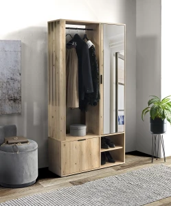Garderoba TARVIMO z lustrem lamelami szafka na buty Dąb Artisan