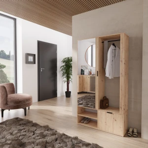 Garderoba TARVIMO z lustrem lamelami szafka na buty Dąb Artisan