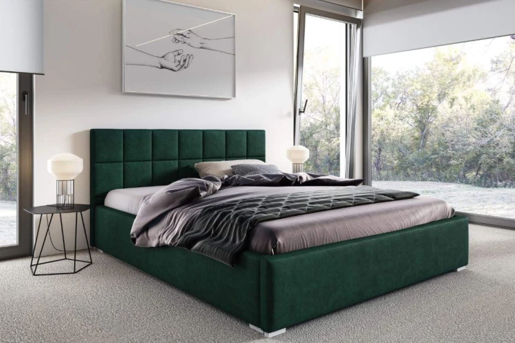 Łóżko dwuosobowe Santiago 140x200 Zielone Metalowy Stelaż