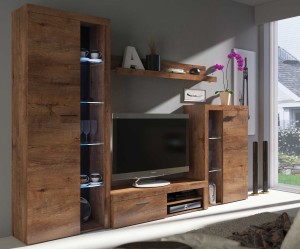 Meblościanka z witryną Rumba DL01 Dąb Lefkas