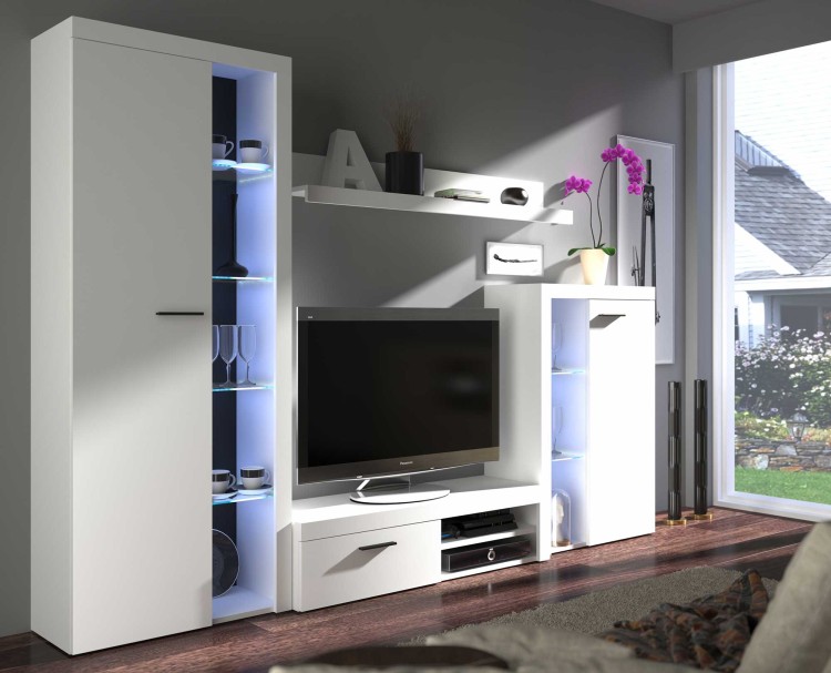 Meblościanka z witryną Rumba WH01 Biały