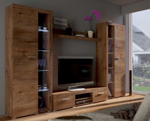 Meblościanka z witryną Rumba XL DL01 Dąb Lefkas