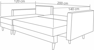 Narożnik z funkcją spania Falun Szary