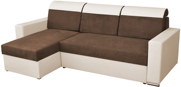 Narożnik z funkcją spania Roller Kremowo/Brązowy