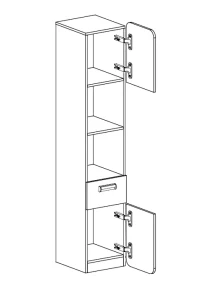 Regał 35 cm z szufladą Lorento 03 Biały/Dąb Nash