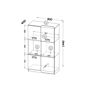 Regał 80 cm niski Lorento 05 Biały/Dąb Nash