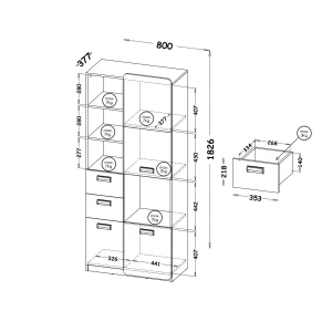 Regał 80 cm z szufladami Lorento 07 Biały/Dąb Nash