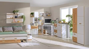 Regał 80 cm z szufladami Lorento 07 Biały/Dąb Nash