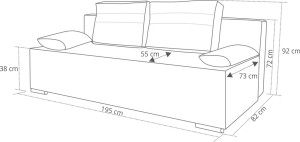 Sofa z funkcja spania Ecco DELUXE Czarna