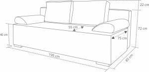 Kanapa rozkładana dwuosobowa Ecco Plus Musztardowa