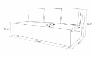 Kanapa rozkładana z pojemnikiem Trio Szara