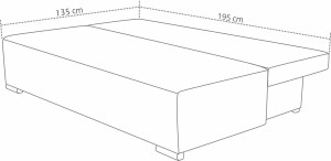 Kanapa rozkładana z pojemnikiem Trio Szara