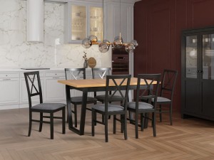 Stół rozkładany 140/180x80 IKON 2 Czarny/Dąb Artisan