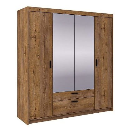 Szafa czterodrzwiowa z lustrem Elena 4D DL04 Dąb Lefkas