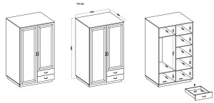 Szafa z szufladami Flawia 120 WHAR 2D 2S Biały/Dąb Artisan