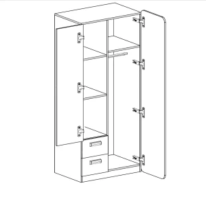 Szafa 80 cm z szufladami Lorento 01 Biały/Dąb Nash