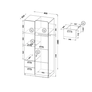 Szafa 80 cm z szufladami Lorento 01 Biały/Dąb Nash