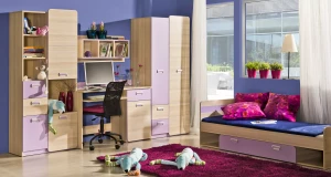Szafa 80 cm z szufladami Lorento 01 Jesion/Fioletowy
