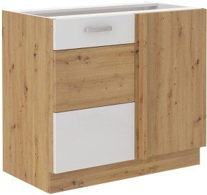Szafka stojąca do kuchni narożna ARTISAN HG 105 ND 1F Biały/Dąb Artisan