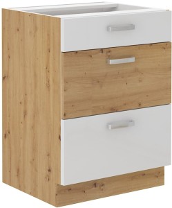 Szafka stojąca do kuchni z szufladami ARTISAN HG 60 D 3S Biały/Dąb Artisan