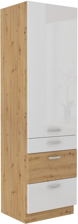 Szafka kominowa do kuchni z szufladami ARTISAN HG 60 DKS-210 3S 1 F Biały/Dąb Artisan