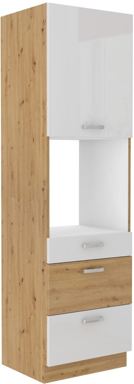 Szafka kominowa do kuchni pod piekarnik z szufladami ARTISAN HG 60 DPS-210 3S 1 F Biały/Dąb Artisan