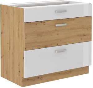 Szafka stojąca do kuchni z szufladami ARTISAN HG 80 D 3S Biały/Dąb Artisan