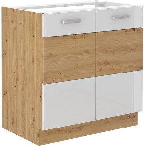 Szafka stojąca do kuchni pod zlew ARTISAN HG 80 ZL 2F Biały/Dąb Artisan