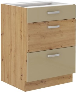 Szafka stojąca do kuchni z szufladami ARTISAN HG 60 D 3S Cappucino/Dąb Artisan