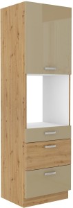 Szafka kominowa do kuchni pod piekarnik z szufladami ARTISAN HG 60 DPS-210 3S 1 F Cappucino/Dąb Artisan