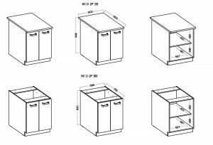 Szafka stojąca do kuchni EKO 60 D 2F BB Biały
