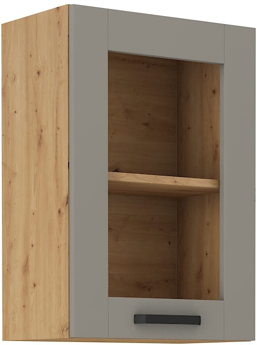 Szafka górna do kuchni z witryną LUNA 40 GS-72 1F Gliniasty Szary/Dąb Artisan