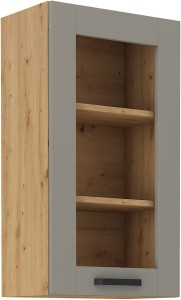 Szafka górna do kuchni z witryną LUNA 40 GS-90 1F Gliniasty Szary/Dąb Artisan