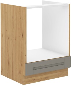 Szafka stojąca do kuchni pod piekarnik LUNA 60 D GAZ Gliniasty Szary/Dąb Artisan