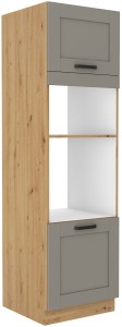 Szafka kominowa do kuchni na piekarnik i mikrofale LUNA 60 DPM-210 2F Gliniasty Szary/Dąb Artisan