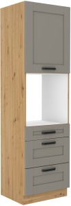 Szafka kominowa do kuchni na piekarnik z 3 szufladami LUNA 60 DPS-210 3S 1F Gliniasty Szary/Dąb Artisan