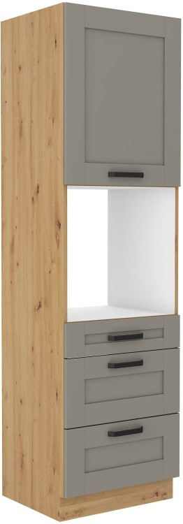 Szafka kominowa do kuchni na piekarnik z 3 szufladami LUNA 60 DPS-210 3S 1F Gliniasty Szary/Dąb Artisan