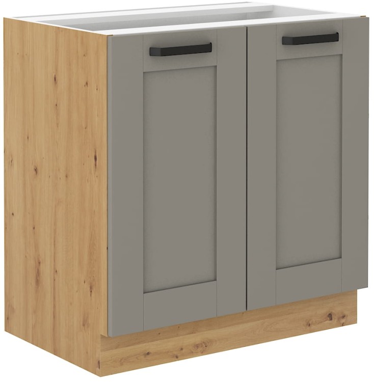 Szafka stojąca do kuchni LUNA 80 D 2F BB Gliniasty Szary/Dąb Artisan