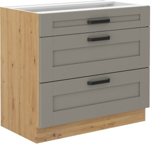 Szafka stojąca do kuchni z 3 szufladami LUNA 80 D 3S Gliniasty Szary/Dąb Artisan