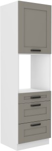 Szafka kominowa do kuchni na piekarnik z 3 szufladami LUNA 60 DPS-210 3S 1F Gliniasty Szary/Biały