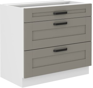 Szafka stojąca do kuchni z 3 szufladami LUNA 80 D 3S Gliniasty Szary/Biały