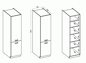 Szafka kominowa do kuchni LUNA 40 DK-210 2F Szary/Dąb Artisan