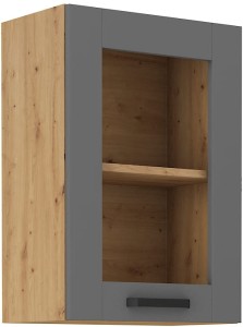 Szafka górna do kuchni z witryną LUNA 40 GS-72 1F Szary/Dąb Artisan