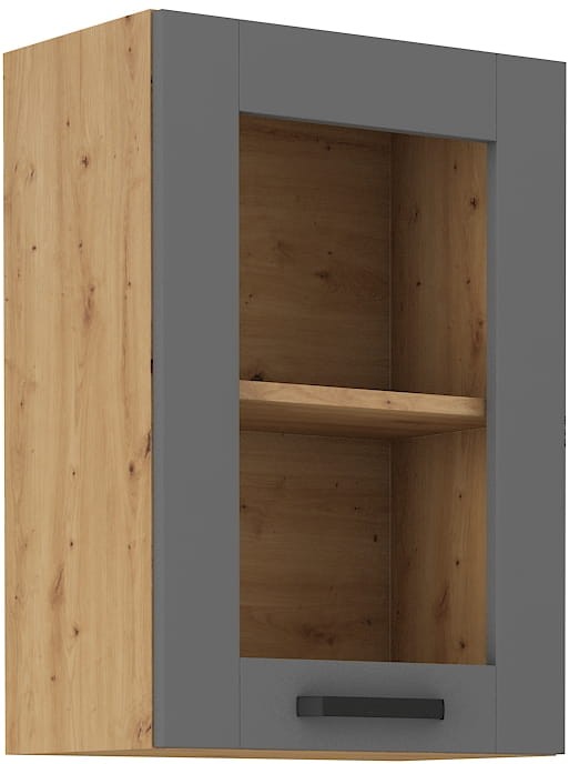 Szafka górna do kuchni z witryną LUNA 40 GS-72 1F Szary/Dąb Artisan