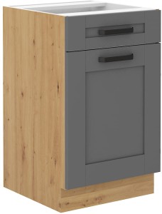 Szafka stojąca do kuchni z szufladą LUNA 50 D 1D 1S Szary/Dąb Artisan