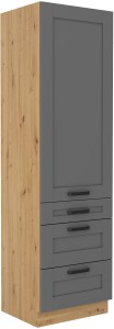 Szafka kominowa do kuchni z 3 szufladami LUNA 60 DKS-210 3S 1F Szary/Dąb Artisan