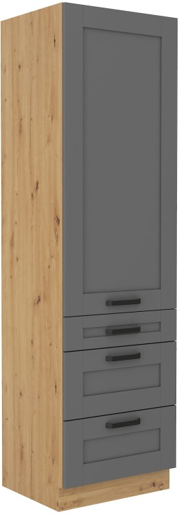 Szafka kominowa do kuchni z 3 szufladami LUNA 60 DKS-210 3S 1F Szary/Dąb Artisan