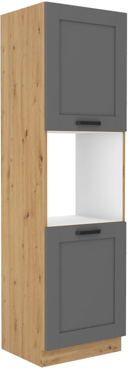 Szafka kominowa do kuchni na piekarnik LUNA 60 DP-210 2F Szary/Dąb Artisan