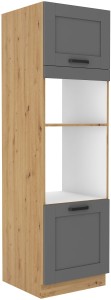 Szafka kominowa do kuchni na piekarnik i mikrofale LUNA 60 DPM-210 2F Szary/Dąb Artisan