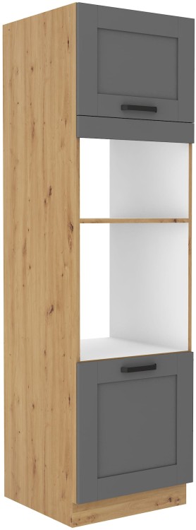Szafka kominowa do kuchni na piekarnik i mikrofale LUNA 60 DPM-210 2F Szary/Dąb Artisan